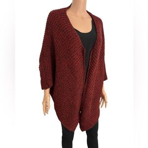 Betsey Johnson Red and black Chunky Knit Open Drape Front Cardigan Onesize.